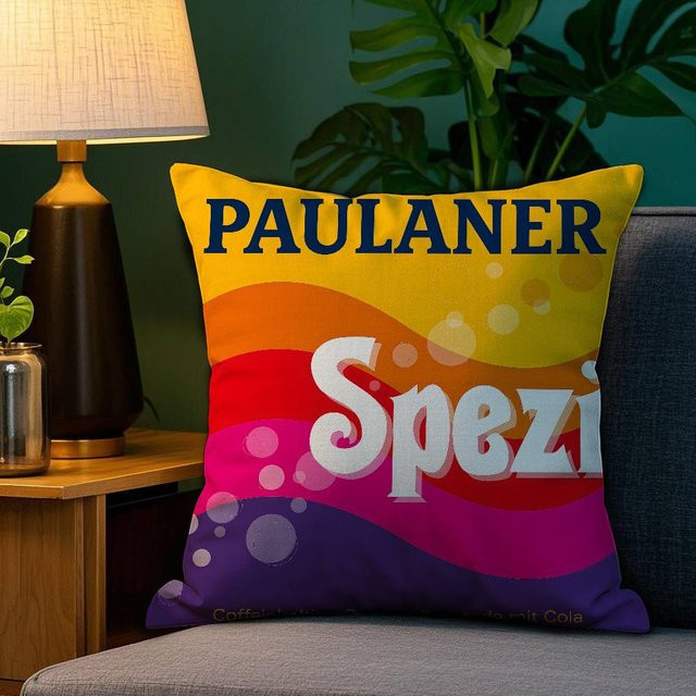 GUOYU HOMEDECOR Paulaner Spezi Logo Kissenbezug mit beidseitigem Druck, quadratisch, Multicolour, Breite: 30,48 cm, Breite: 30,48 cm - Bild 1