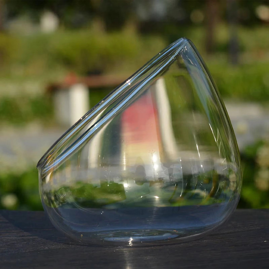 Homyl Glasvase in Transparent mit schrägem Schliff als Mini Aquarium, Terrarium oder dekorative Schüssel für Hochzeit und Wohnkultur - Bild 2
