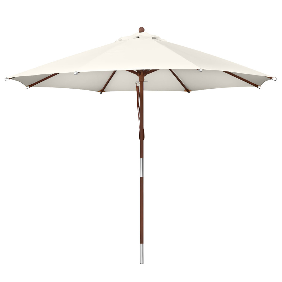 anndora Sonnenschirm rund mit Holz und Acryl Stoff in Natural, Durchmesser: 300 cm, UV-Schutz UPF 50+ - Bild 1
