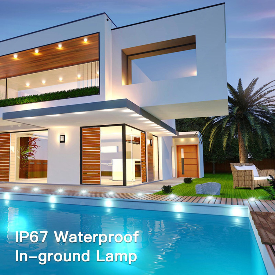 TOMTOP JMS 16er Set LED Einbauleuchten für den Außenbereich, IP67 wasserdichte Bodeneinbauleuchten in Schwarz, Warmweiß, DC12V Niederspannung für Garten und Terrasse - Bild 3