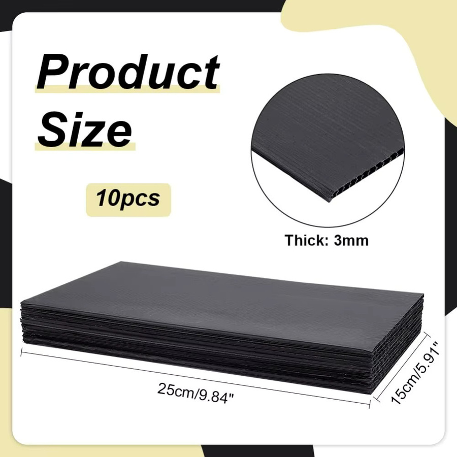 10 Stück gewellte PP-Hohlplatten aus Kunststoff in Schwarz, Dicke: 3 mm - Bild 2