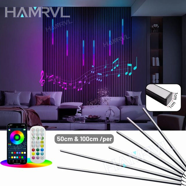 HAMRVL RGB+IC Smart Einbauleuchten-Set mit Musiksynchronisation und Lauflichteffekten für Holzwandpaneele - Bild 1