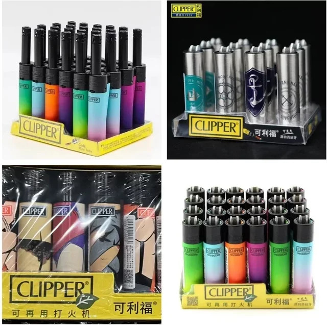 Clipper Schleifscheiben-Feuerzeug Multicolor Set mit Persönlichkeitsmustern, 24 Stück nachfüllbare Butan-Gasfeuerzeuge - Bild 1