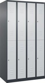 C+P Doppelstock-Spind Classic PLUS mit 4 Abteilen, Stahlkonstruktion, Anthrazitgrau und Lichtgrau, H x B x T: 185 x 100 x 50 cm, mit Zylinderschloss - Bild 1