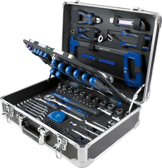 LUX-TOOLS Werkzeugkoffer 155-teilig aus Aluminium und Stahl in Blau - Bild 1