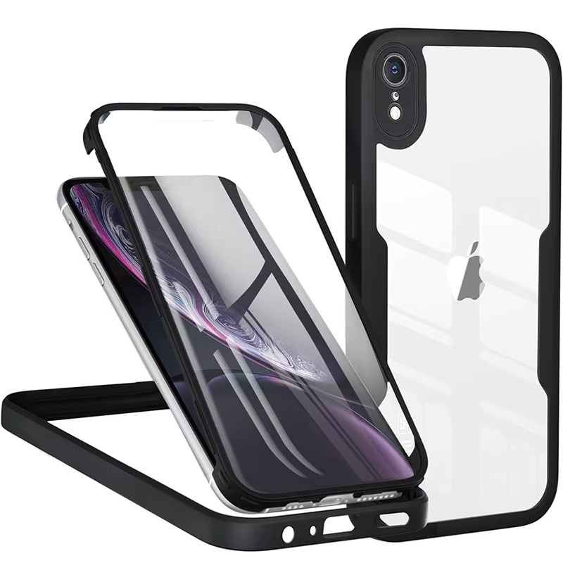 ZEKS 360-Grad Ganzkörper-Schutzhülle mit integriertem Displayschutz für iPhone 15 14 13 12 11 Pro Max Plus XS XR in Transparent oder Schwarz - Bild 3