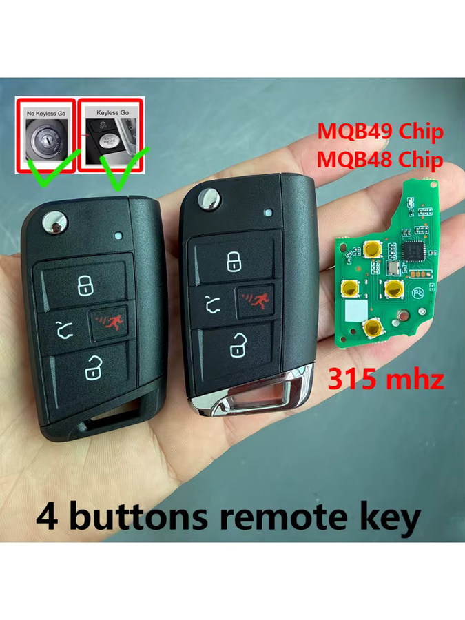 4-Tasten MQB48/MQB49 Auto-Fernbedienungsgehäuse für Volkswagen VW Golf GTI Jetta Tiguan 315MHz in Schwarz 5G0959752BD 5G0959752BE - Bild 3