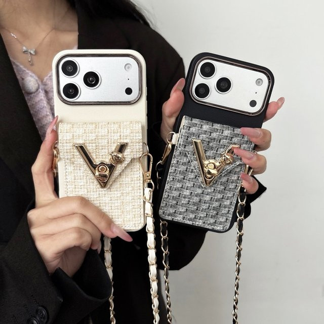 EHUIDE Leder-Crossbody-Tasche mit Umhängeband und Kartenfächern für iPhone 11 bis 17 Pro Max, Farbe: Weiß/Beige - Bild 1