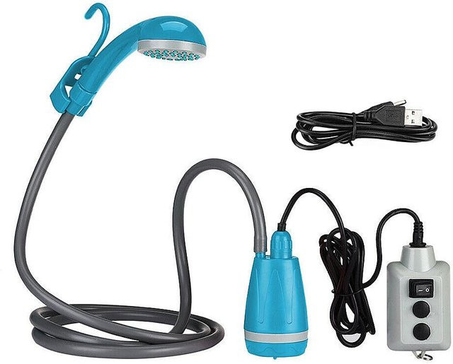 Tragbare Campingdusche Igeteck mit wiederaufladbarem Duschkopf in Blau - Bild 1