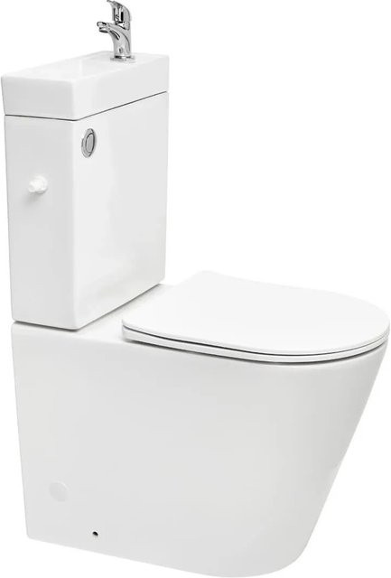 Swiss Aqua Technologies Stand-WC-Kombination Brevis mit integriertem Waschbecken und Armatur in Weiß, B/T/H: 38 x 65 x 85 cm - Bild 1