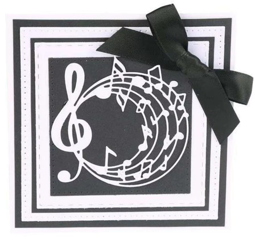 Metall-Stanzform für Bastelarbeiten mit Herz- und Musiknoten-Motiven in Schwarz - Bild 2