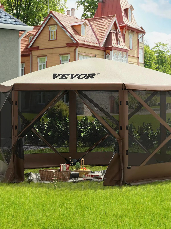 SucceBuy Pop-up-Camping-Pavillon 6-seitige Camping-Überdachung als Sonnenschutz für Camping und Wandern - Bild 1