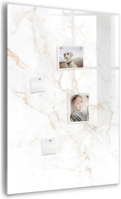 Tulup Magnettafel aus Glas in Weiß mit Marmor-Design, B/H: 70 x 100 cm - Bild 1
