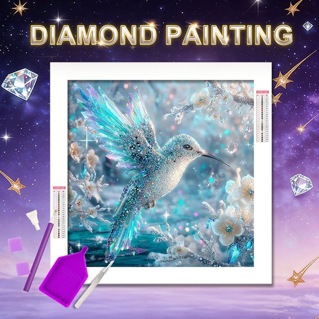 HUACAN 5D DIY Diamantmalerei Set mit Vogel und Blumen Motiven, Wandkunst Dekoration in Multicolour, runde Strasssteine - Bild 1
