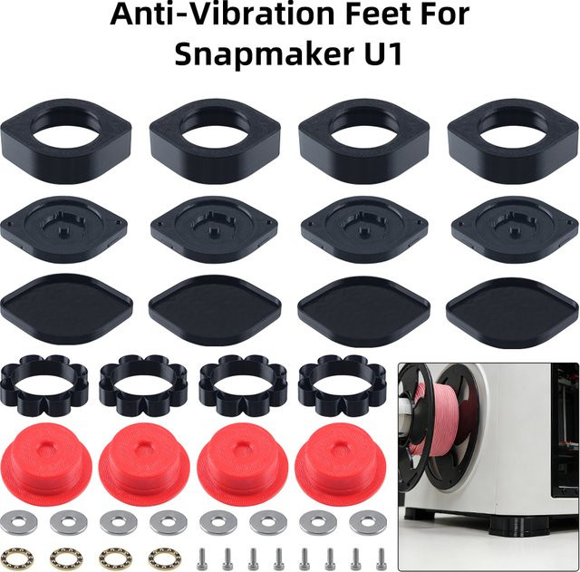 Snapmaker U1 Anti-Vibrations-Füße in Schwarz als Anti-Rutsch und Anti-Schock Zubehör für FDM 3D-Drucker - Bild 1