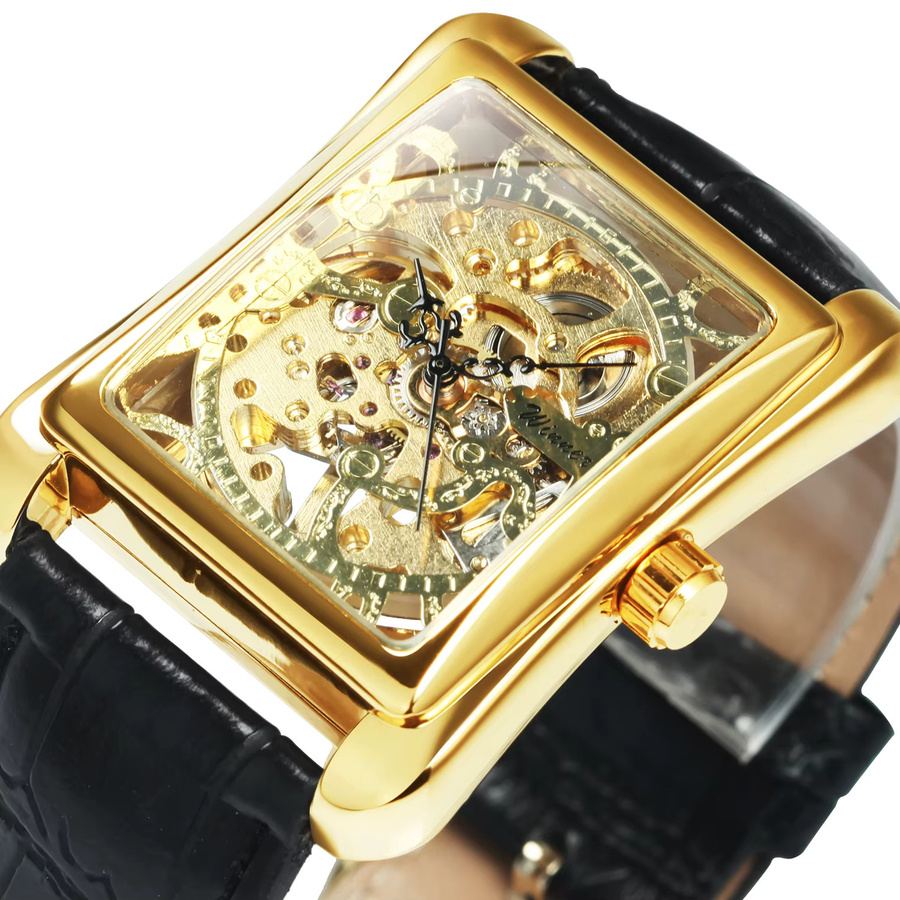 WINNER Armbanduhr, Mechanisch, Gold, Leder, Herren - Bild 6