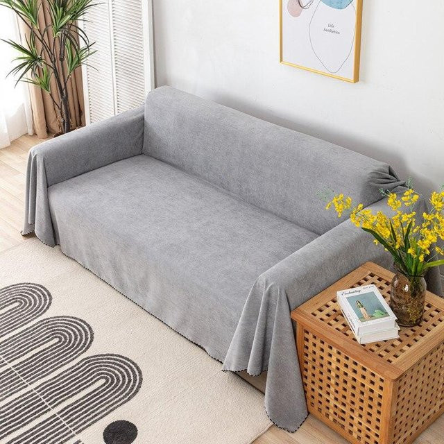Wasserdichter Sofabezug Onlyly in Grau, strapazierfähiger Jacquard-Stoff, B/B: 180 x 260 cm - Bild 1
