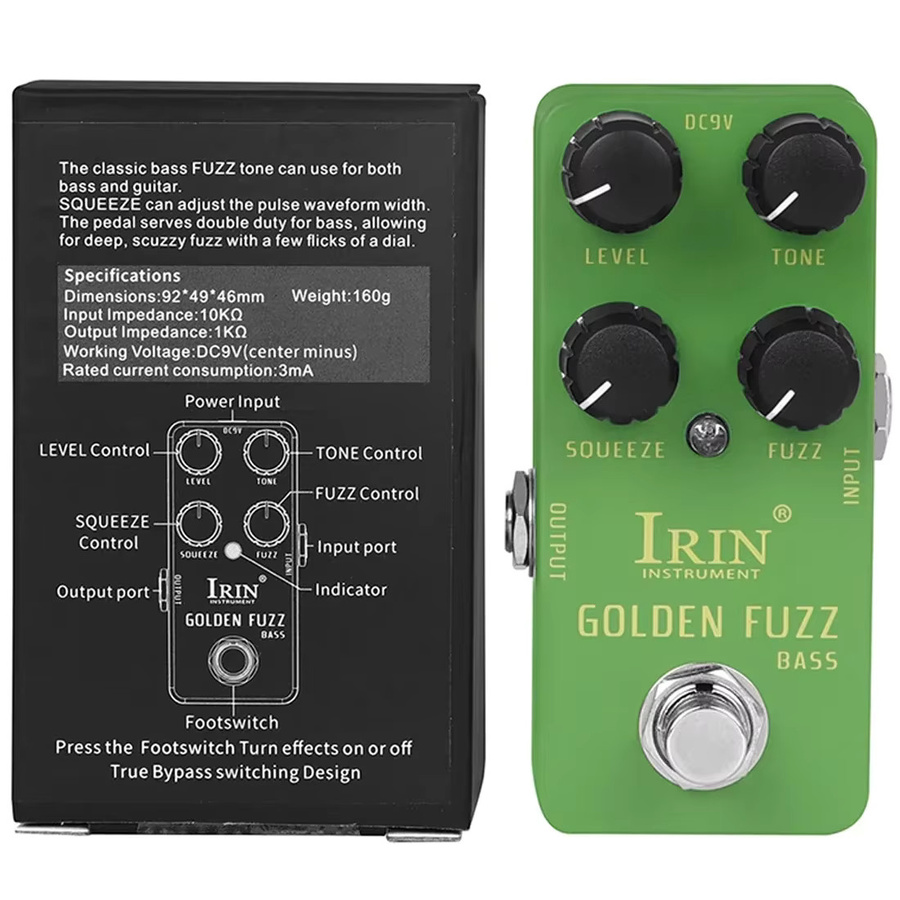 Irin RS-20 Golden Fuzz Bass Effektpedal in Gold und Grün für E-Gitarren und Bass mit True Bypass - Bild 2