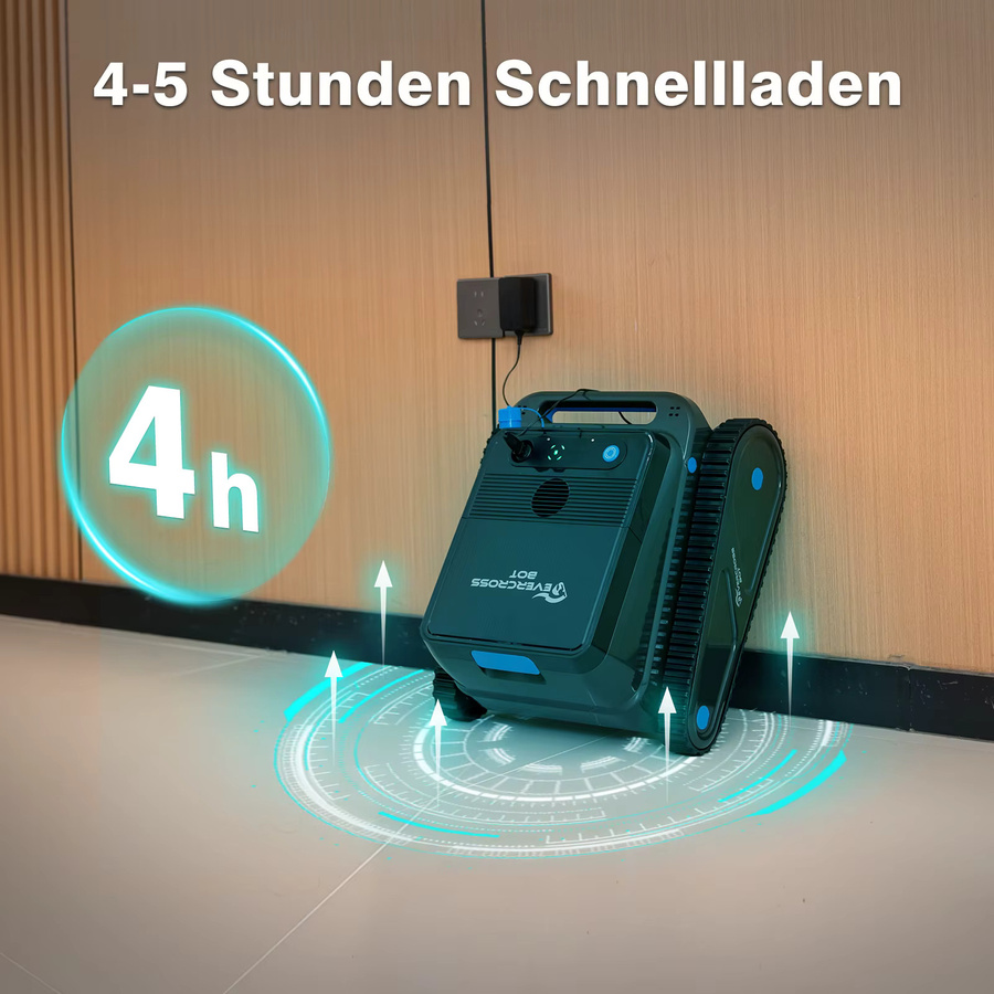 EVERCROSS BOT U8 Kabelloser Poolroboter in Schwarz für Boden und Wand mit intelligenter Navigation und 120 Minuten Akkulaufzeit für Pools bis 200 m² - Bild 3