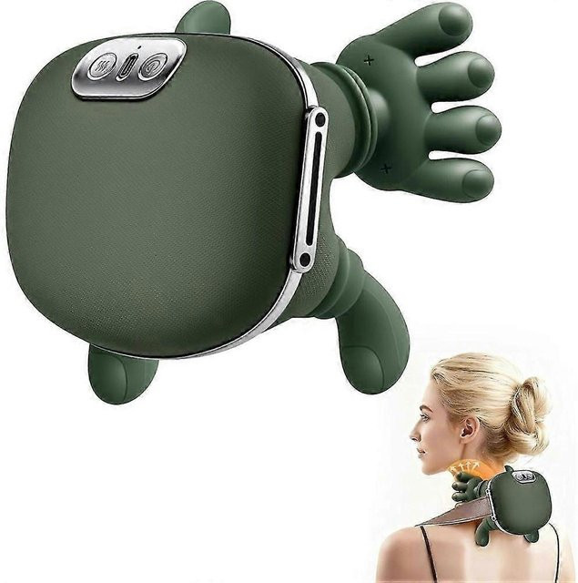 GYROS Nackenmassagegerät in Grün, tragbares elektrisches Shiatsu Nacken- und Rückenmassagegerät mit 4D Tiefengewebe-Knetmassage und 3 Massagestufen - Bild 1