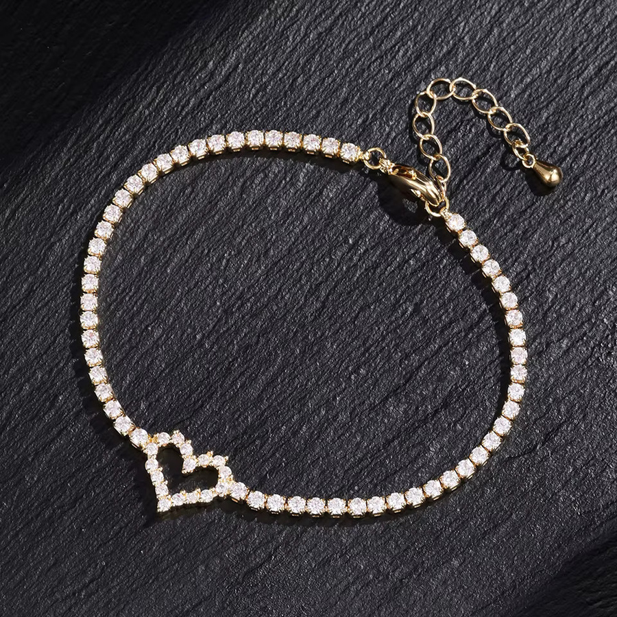 ZAKOL Tennisarmband, Herz-Charm, Zirkonia, Gold, Damen - Bild 2
