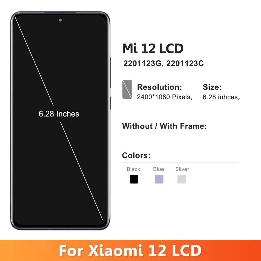 Xiaomi Mi 12 AMOLED Display Ersatz mit Rahmen in Schwarz für 6,28 Zoll Bildschirm - Bild 2