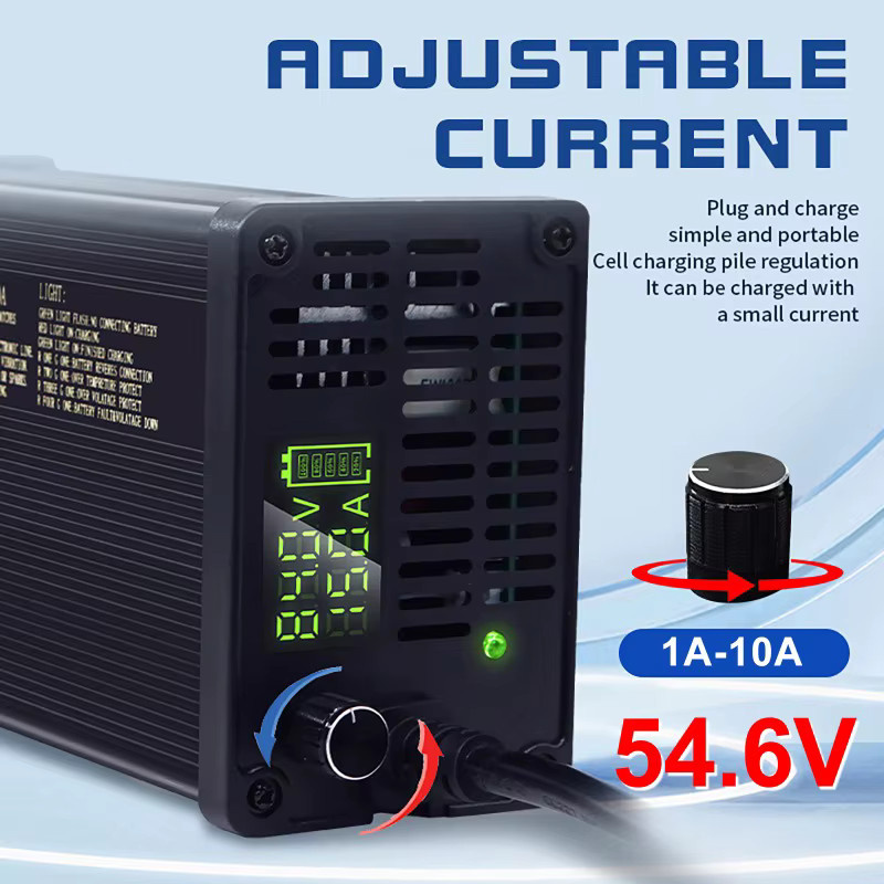 luxuglow Einstellbares Lithium-Batterieladegerät für Elektromobilität, 48V, Farbe: Schwarz - Bild 5