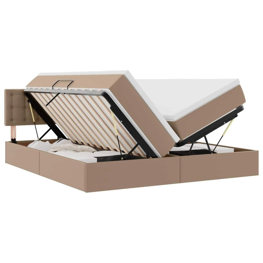 vidaXL Aufbewahrungsbett mit Lift-up-Funktion in Braun aus Kunstleder, B/T: 200 x 200 cm - Bild 2