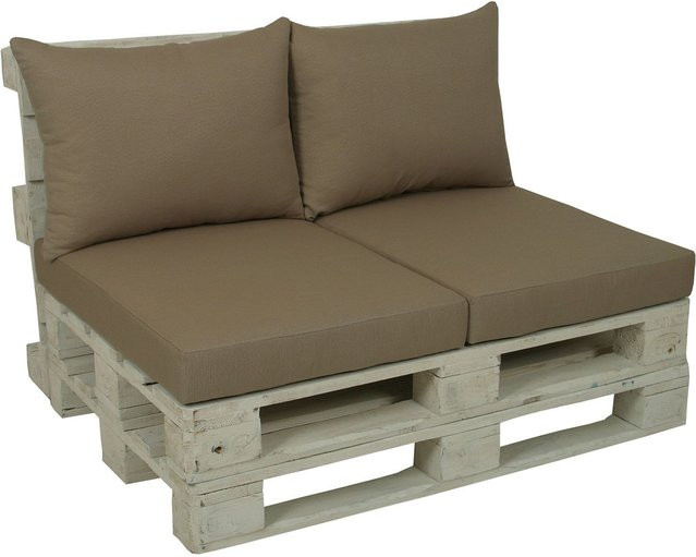 GO-DE TEXTIL Loungemöbel Paletten-Kissen 2-teilig aus Polyester, wasserabweisend, Beige, B/T/H: 80 x 60 x 4 cm und 80 x 60 x 4 cm - Bild 1
