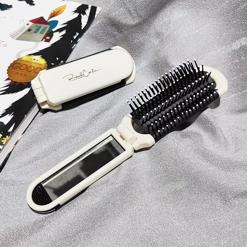 Haarkamm mit Spiegel, Reise-Haarbürste für Damen, antistatisch - Bild 2