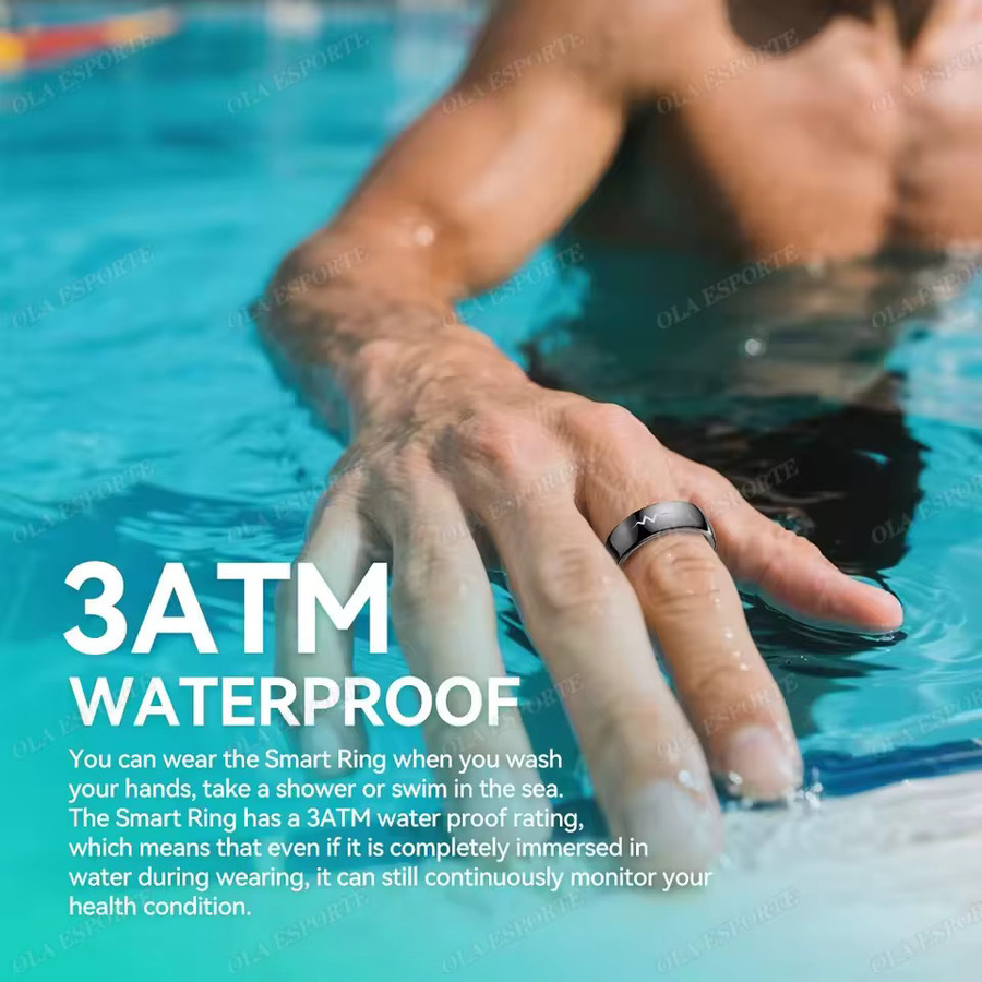 Ola Esporte Smart-Ring HT30 in Schwarz mit EKG-Erkennung, Blutdruck-, Herzfrequenz- und Körpertemperaturmessung sowie GPS-Tracking für Männer und Frauen - Bild 5