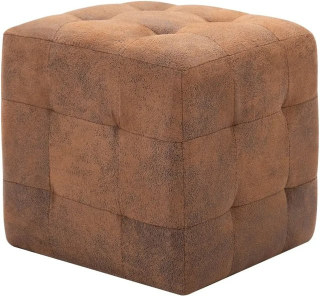 2er-Set vidaXL Poufs in Braun mit Wildleder-Optik, B/T/H: 30 x 30 x 30 cm - Bild 1
