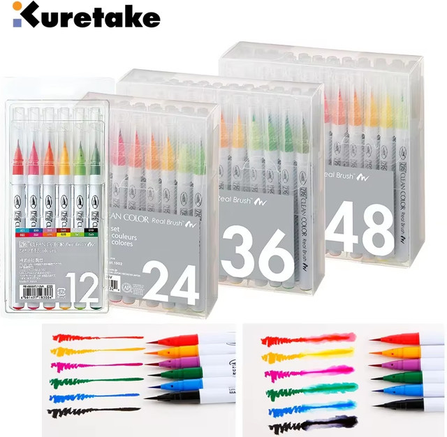 Kuretake Zig Brush Pen Set in Multicolour für Profis und Künstler zum Malen, Zeichnen und für Kalligraphie - Bild 1