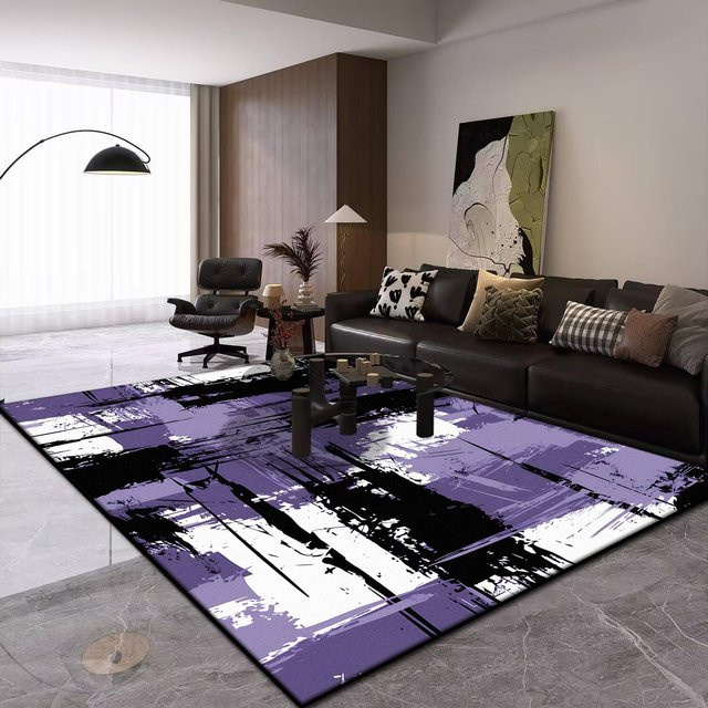 Moderner abstrakter Teppich von Wucifang Jewelry in Lila, rutschfest und waschbar, B/T: 90 x 60 cm - Bild 1
