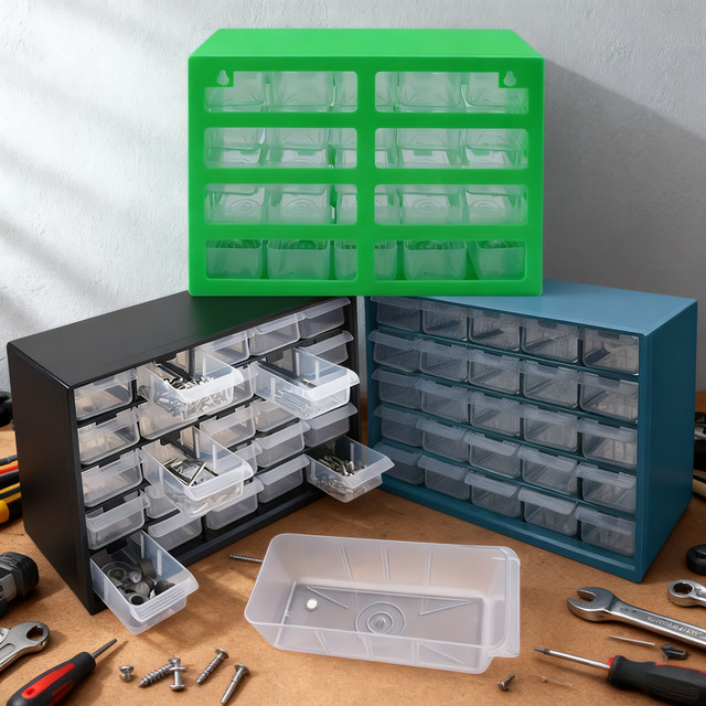 FNICEL Multi-Grid Schubladen Organizer Wandmontiert in Grün B: 29,0 cm, T: 22,5 cm, H: 12,3 cm - Bild 1