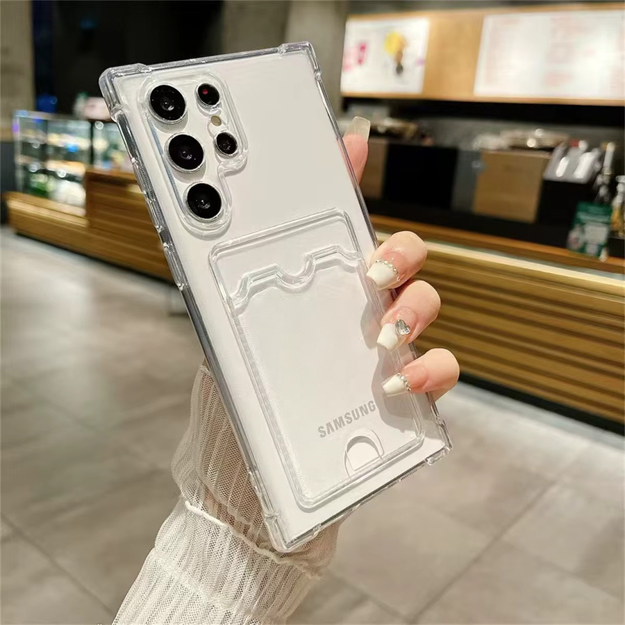 Brieftasche Kartenhalter Handyhülle für Samsung Galaxy S24 Ultra S25 Plus S23 FE S22 S21 A55 A35 A25 A15 A16 A06 5G in Schwarz und Transparent - Bild 3