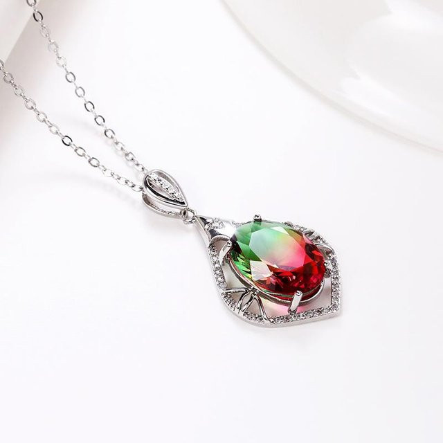 GDMN jewelry Halskette, Regenbogenkristall-Anhänger, Silber, Zirkonia, Damen - Bild 1