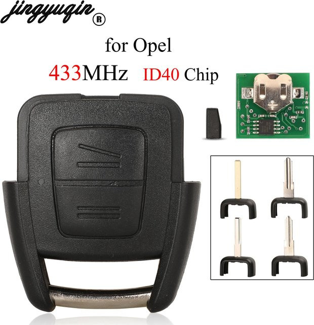 Jingyuqin Smart Autoschlüssel mit ID40 Chip für Opel Astra G A Zafira, 433MHz, 2 Tasten, Schwarz - Bild 1