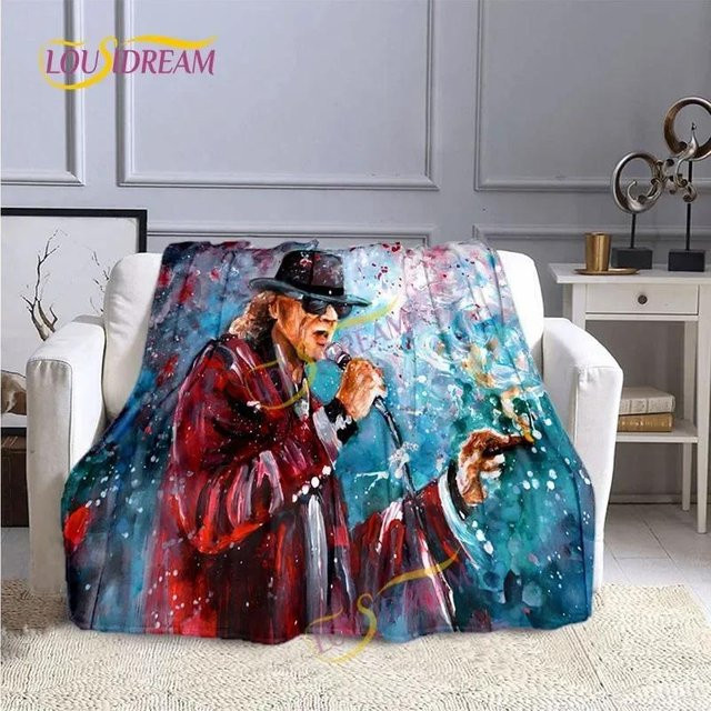 Udo Lindenberg 3D Flanelldecke aus Polyester, weiche Plüschdecke in Multicolour und Weiß, B/B: 75 x 100 cm - Bild 1