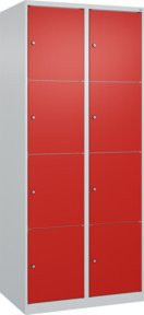 C+P Schließfachschrank Classic PLUS mit 2 Abteilen in Lichtgrau und Verkehrsrot, B/T/H: 80 x 50 x 185 cm - Bild 1