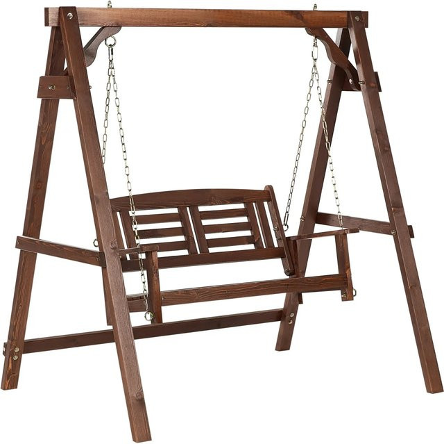 Beliani Gartenschaukel NERITO aus behandeltem Hartholz in Braun, B/T/H: 117 x 159 x 169 cm - Bild 1