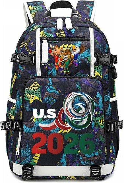 3-teiliges Schulrucksack-Set für Schüler aus Oxford-Stoff in Multicolour mit Schultasche und Federmäppchen - Bild 1