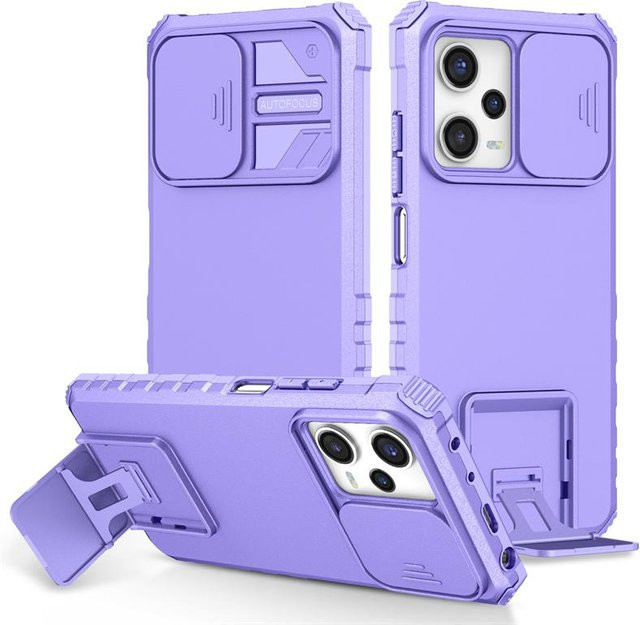 Stoßfeste Panzerhülle mit Kameraschutz und Ständer für Xiaomi Redmi Note 12 Pro 5G in Lila - Bild 1