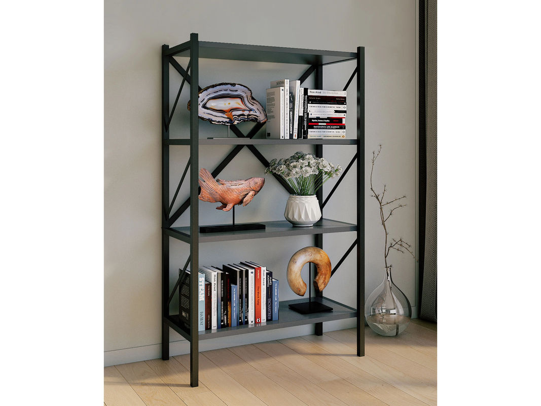 VCM Standregal Insasi 4-fach aus Holz und Metall in Anthrazit, B/H/T: 66 x 121 x 34 cm - Bild 4