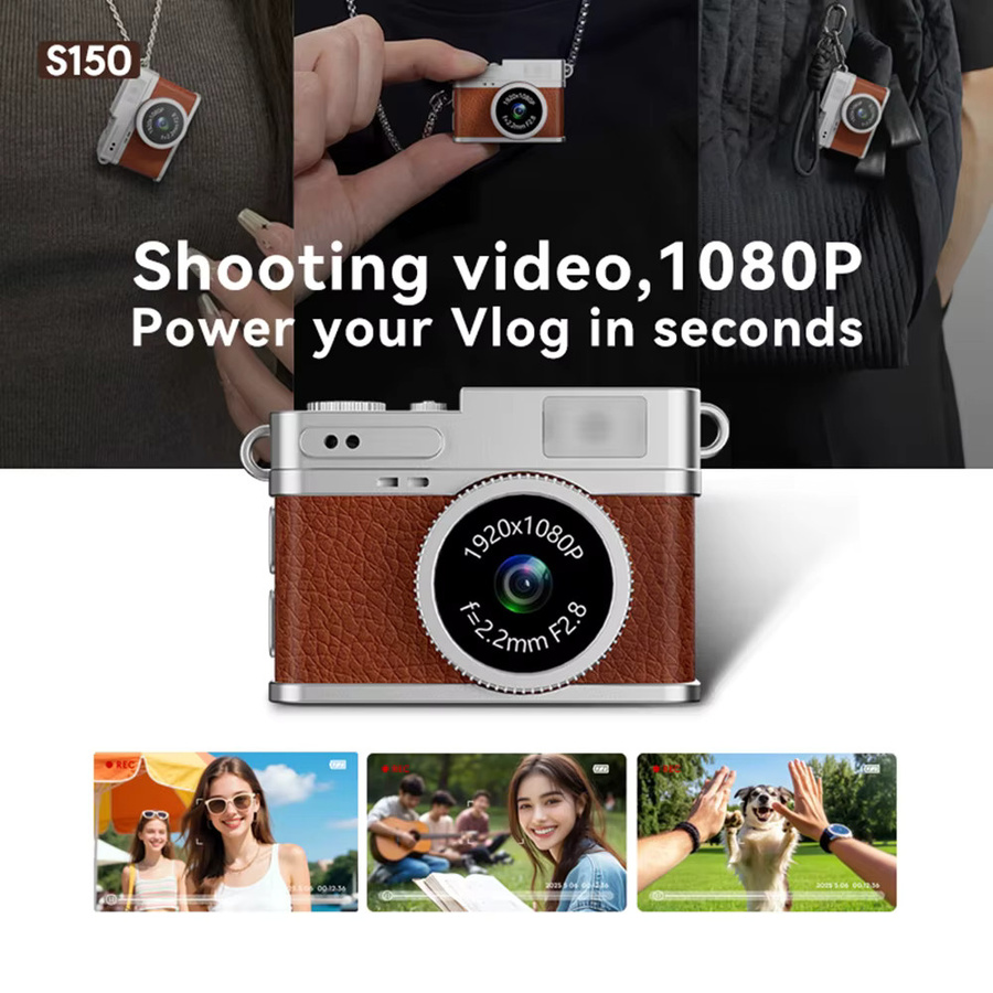 occkic Mini-Digitalkamera in Schwarz mit 1080P HD, kompakter Camcorder für Kinder und Anfänger mit Bildschirm und Blitz - Bild 4