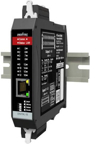 Deditec UC-ETH-O8-M8 I/O-Modul Ethernet mit 8 digitalen Eingängen und 8 digitalen Ausgängen in Schwarz - Bild 1
