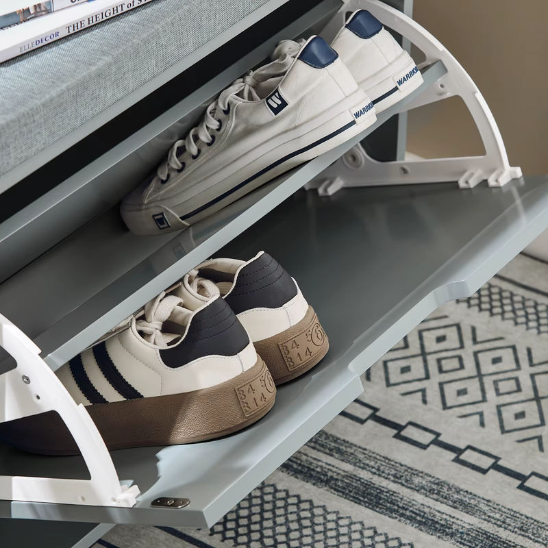 SoBuy Schuhbank FSR151-K Schuhschrank mit Sitzkissen und Klappe in Schwarz, belastbar bis 113 kg - Bild 7