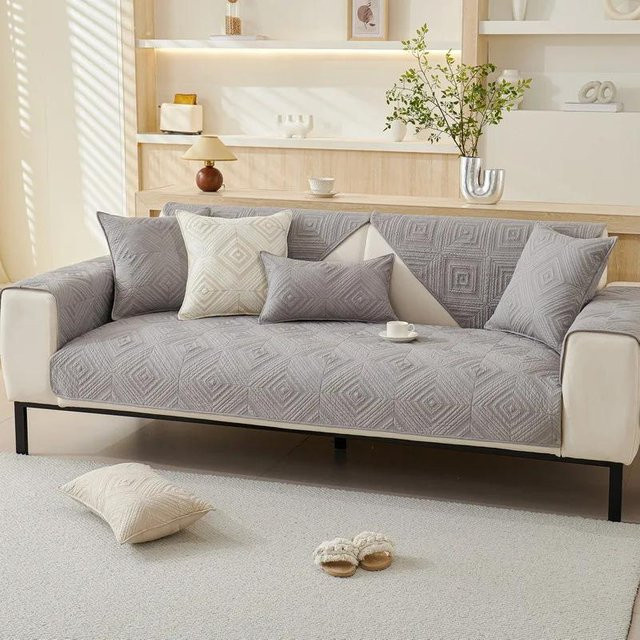 BC-Warm Home Sofabezug aus reiner Baumwolle mit Stickerei, Grau, 45 x 45 cm - Bild 1