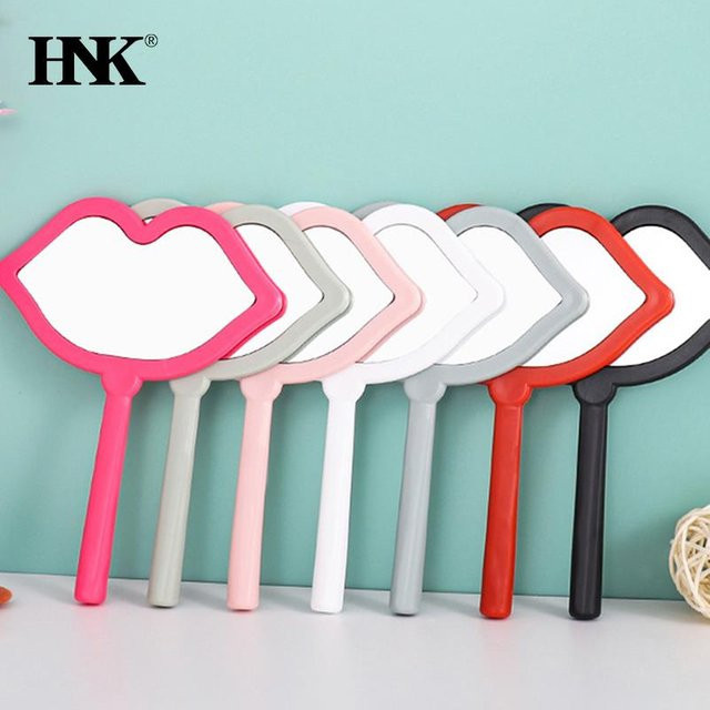 HNKMP Handspiegel in Lippenform für Damen, Rosa, Kompakt-Make-up-Spiegel aus Kunststoff - Bild 1