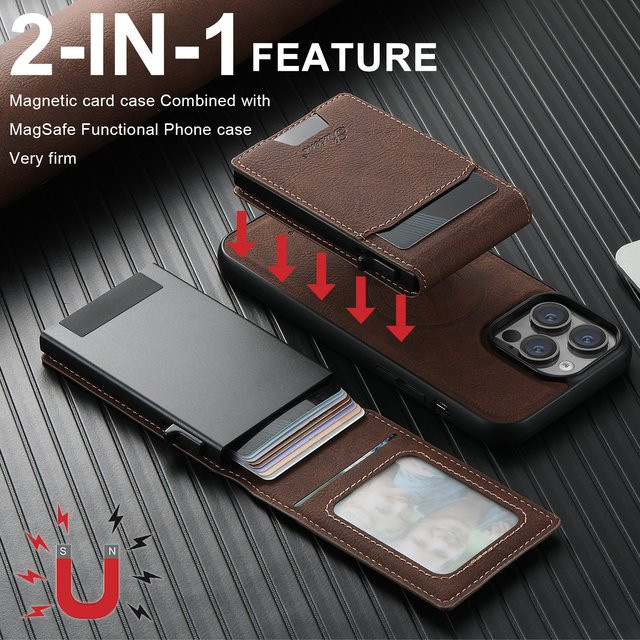 SUTENI Leder Brieftasche mit Magnetverschluss und Kartenhalter als Handyhülle für iPhone 12, 13, 14, 15 Plus und 16 Pro Max in Schwarz oder Braun - Bild 1